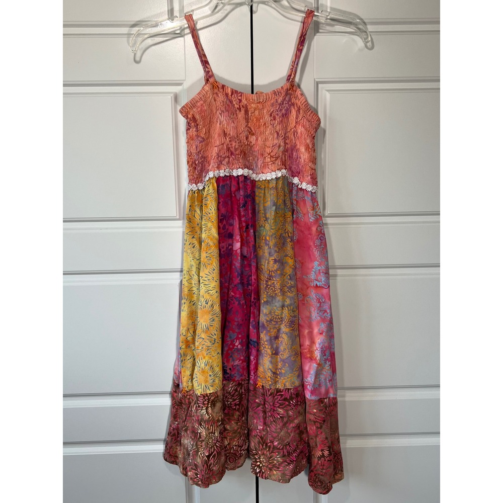 Santiki Girls Dress Sundress‎ Batik Paisley Patchwork Sleeveless Casual Summer